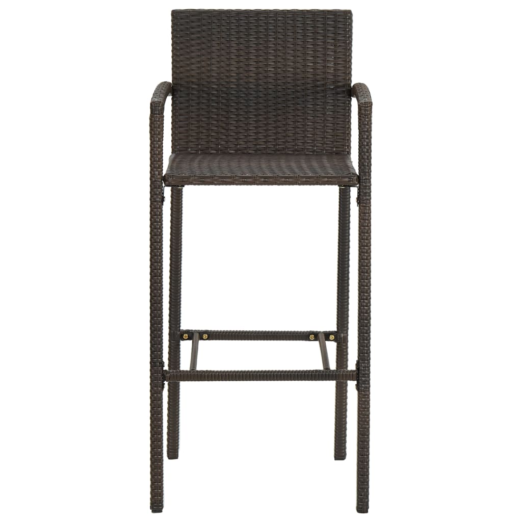 Set Bar da Giardino 3 pz con Braccioli in Polyrattan Marrone - homemem39