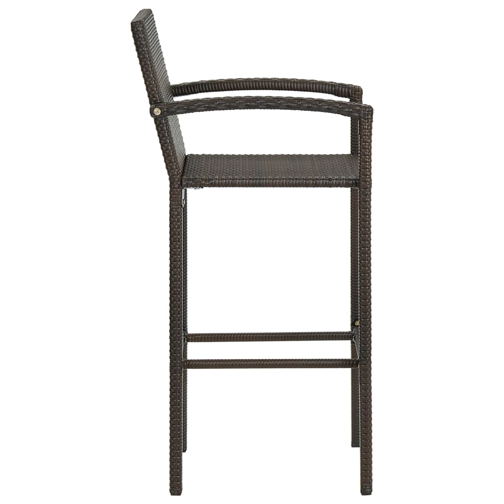 Set Bar da Giardino 3 pz con Braccioli in Polyrattan Marrone - homemem39