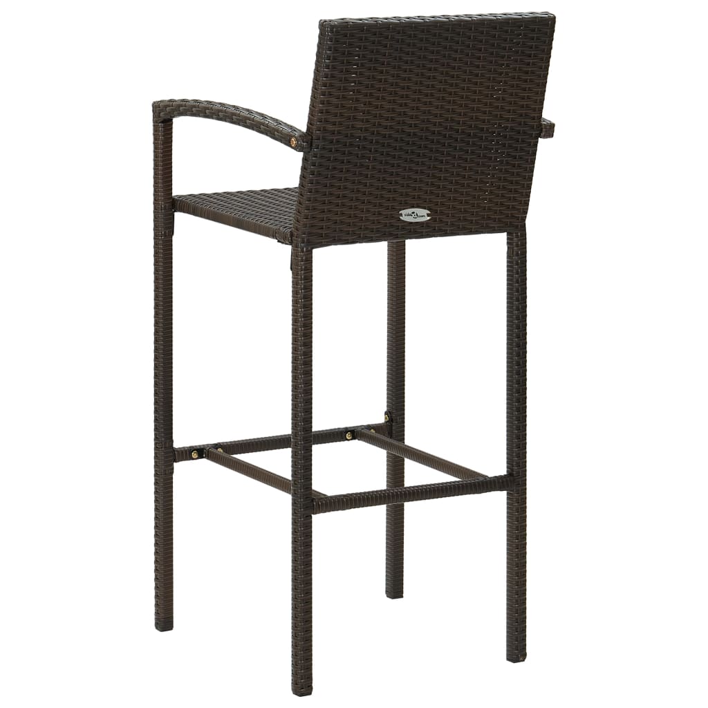 Set Bar da Giardino 3 pz con Braccioli in Polyrattan Marrone - homemem39