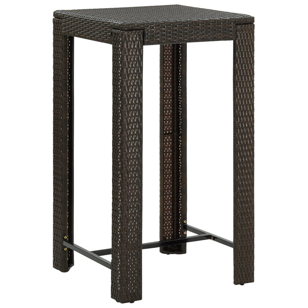 Set Bar da Giardino 3 pz con Braccioli in Polyrattan Marrone - homemem39