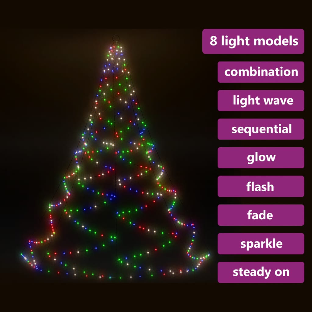 Albero da Parete con Gancio Metallico 720 LED Colorati 5 m - homemem39