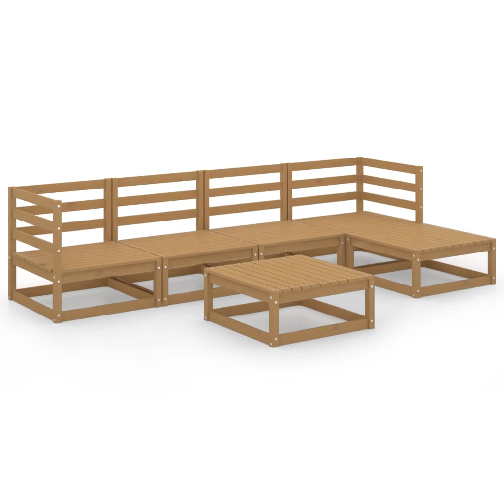 Set Divani da Giardino 6 pz Miele in Legno Massello di Pino - homemem39