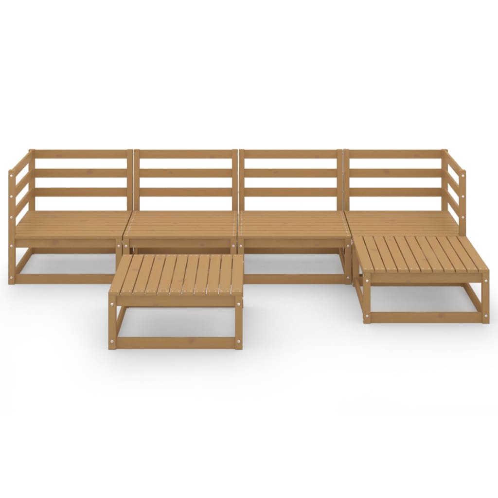 Set Divani da Giardino 6 pz Miele in Legno Massello di Pino - homemem39