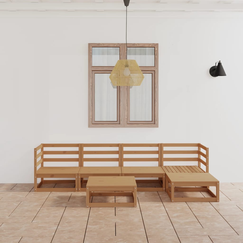 Set Divani da Giardino 6 pz Miele in Legno Massello di Pino - homemem39