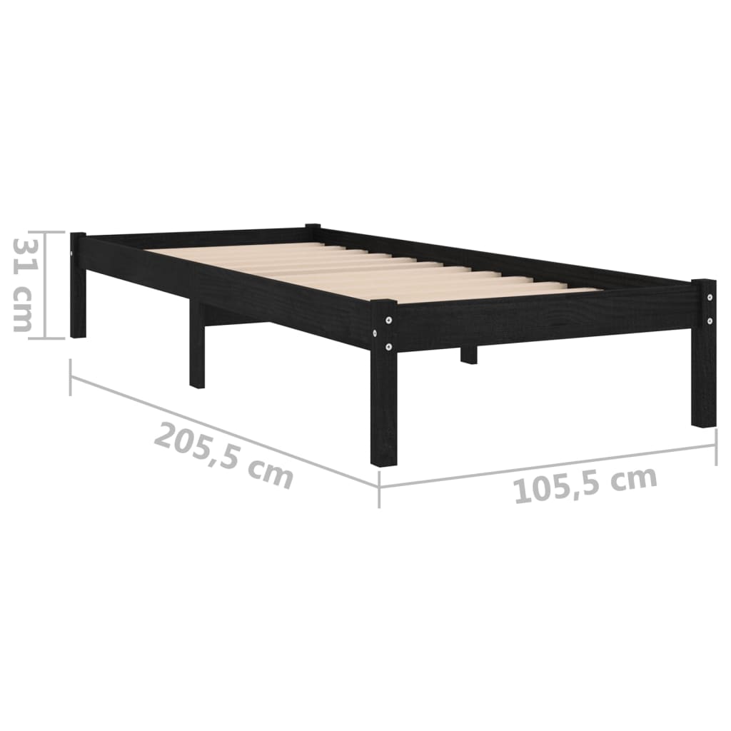 Giroletto Nero in Legno Massello di Pino 100x200 cm - homemem39