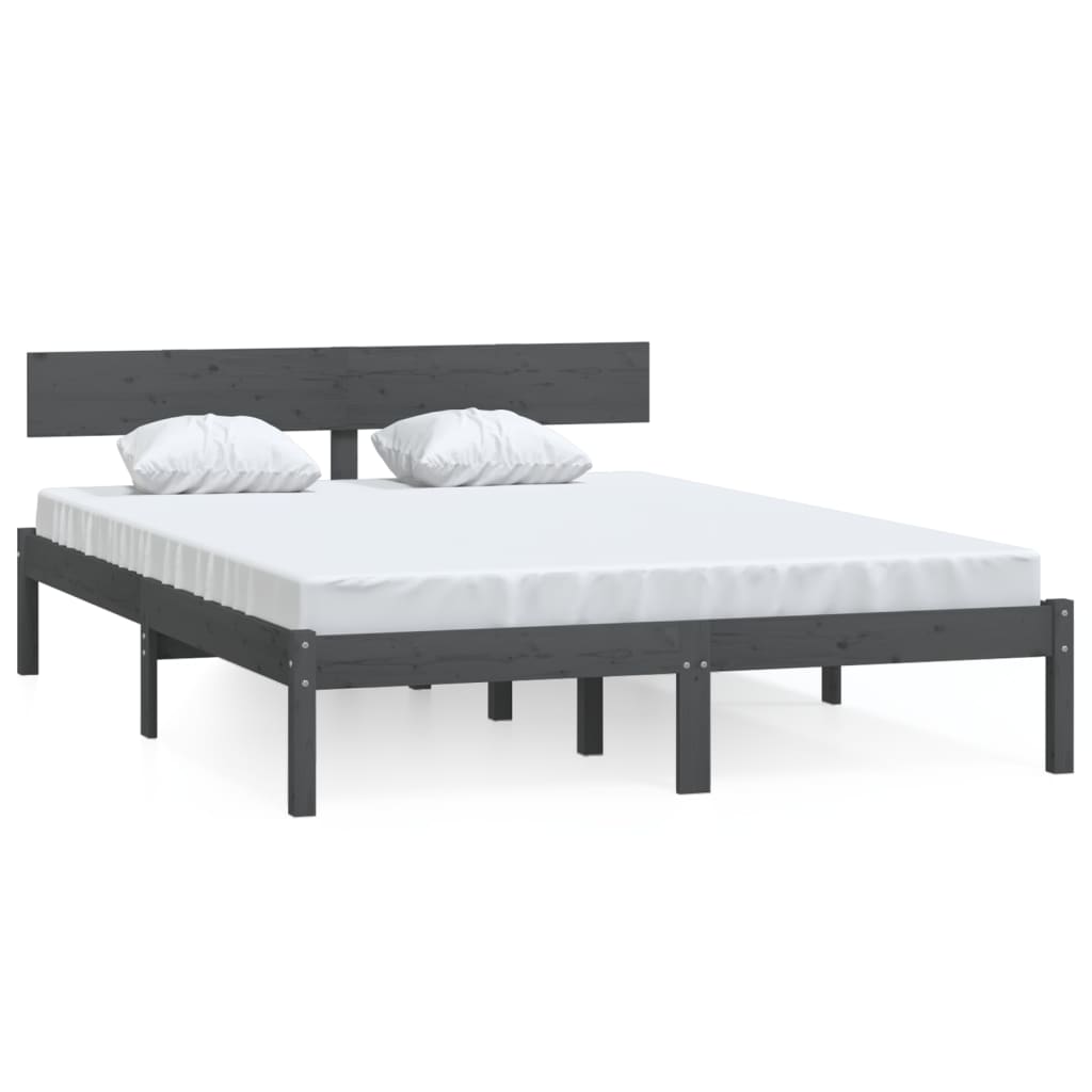 Giroletto Grigio in Legno Massello di Pino 150x200 cm UK King - homemem39