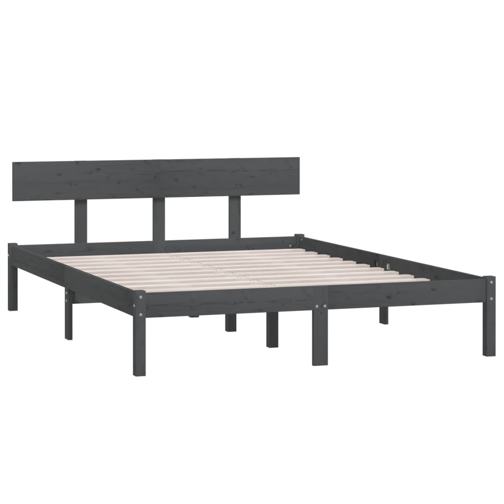 Giroletto Grigio in Legno Massello di Pino 150x200 cm UK King - homemem39
