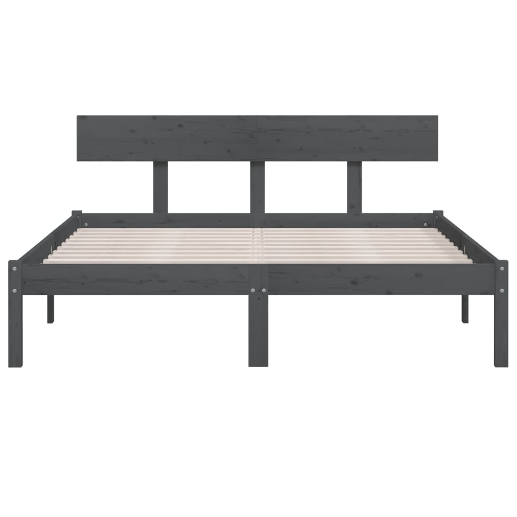 Giroletto Grigio in Legno Massello di Pino 150x200 cm UK King - homemem39
