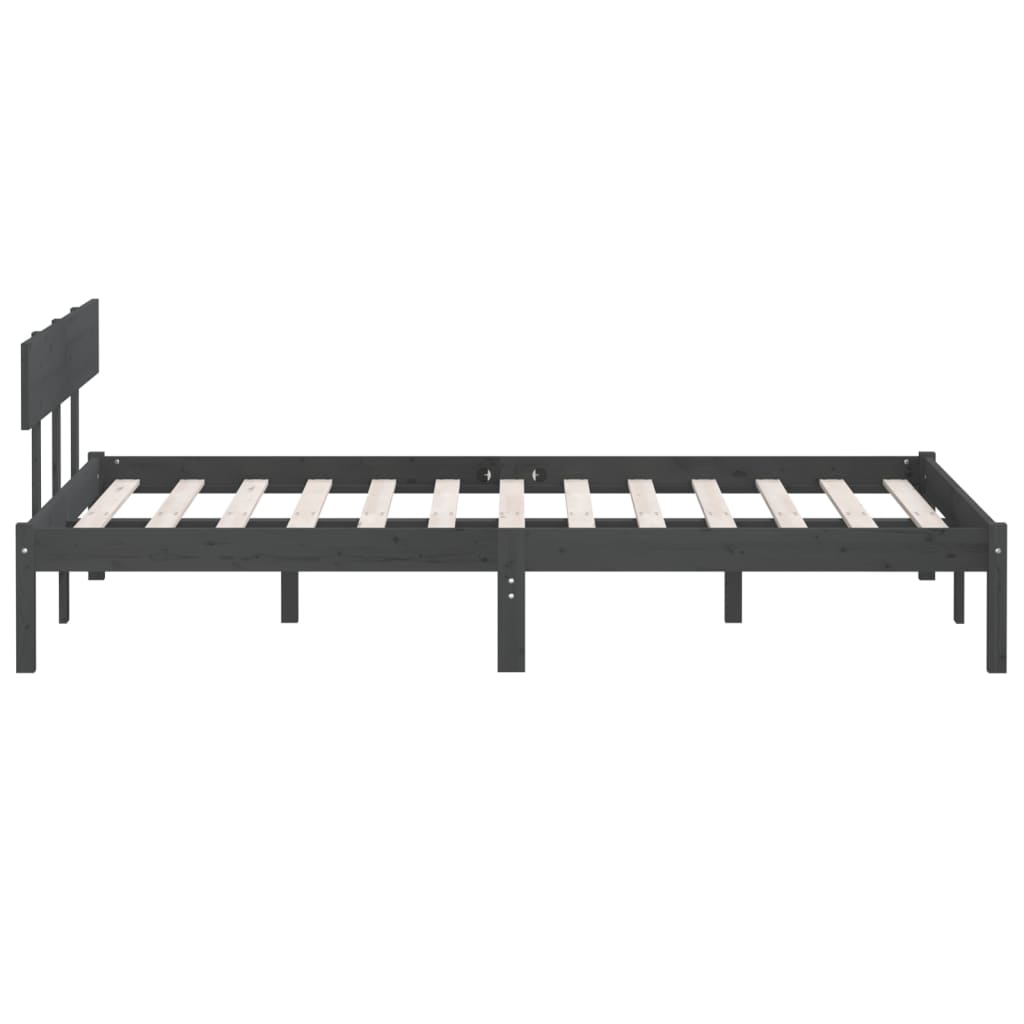 Giroletto Grigio in Legno Massello di Pino 150x200 cm UK King - homemem39