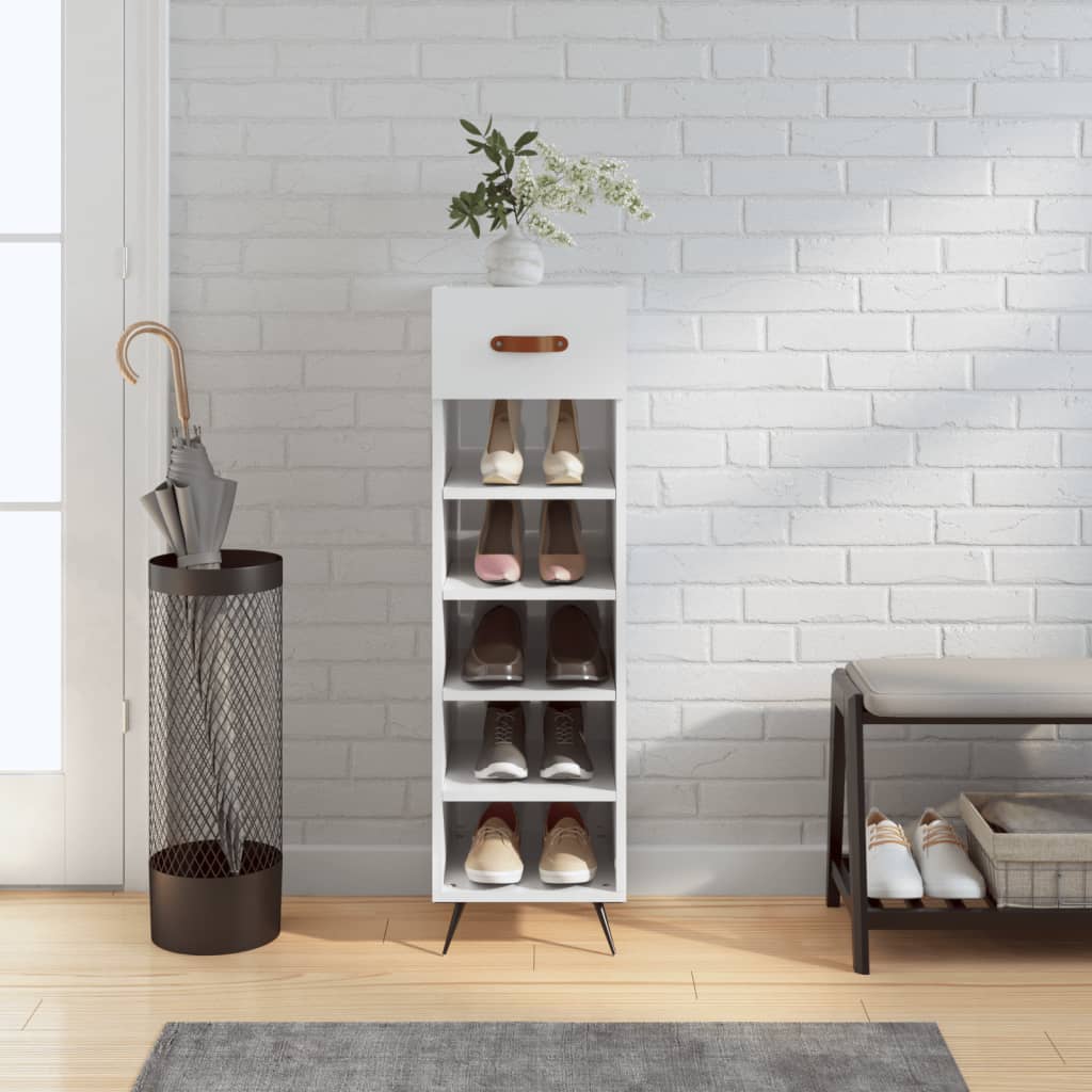 Scarpiera Bianco Lucido 30x35x105 cm in Legno Multistrato - homemem39