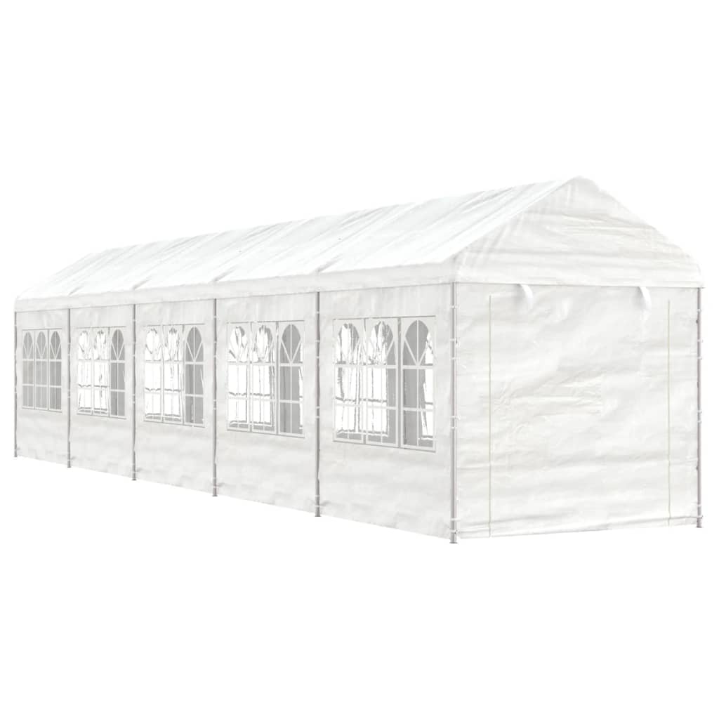 Gazebo con Tetto Bianco 11,15x2,28x2,69 m in Polietilene - homemem39