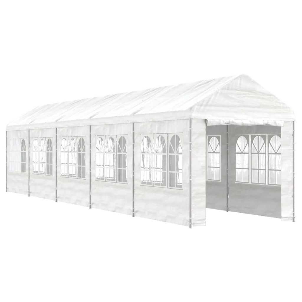 Gazebo con Tetto Bianco 11,15x2,28x2,69 m in Polietilene - homemem39