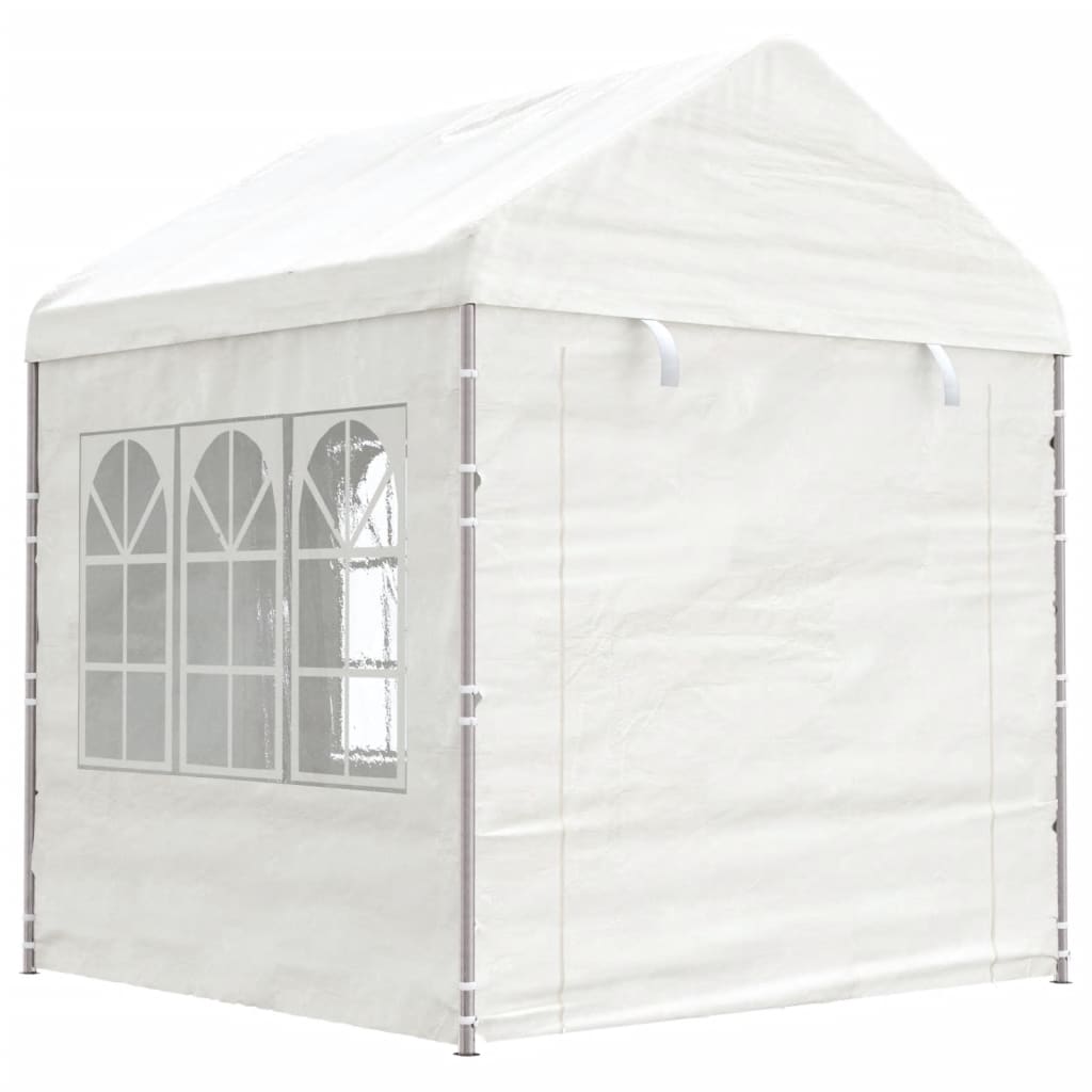 Gazebo con Tetto Bianco 11,15x2,28x2,69 m in Polietilene - homemem39