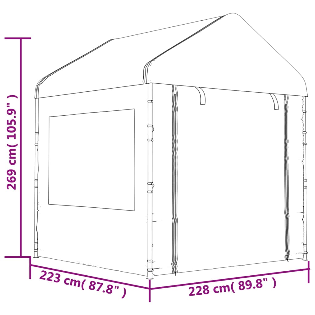 Gazebo con Tetto Bianco 11,15x2,28x2,69 m in Polietilene - homemem39