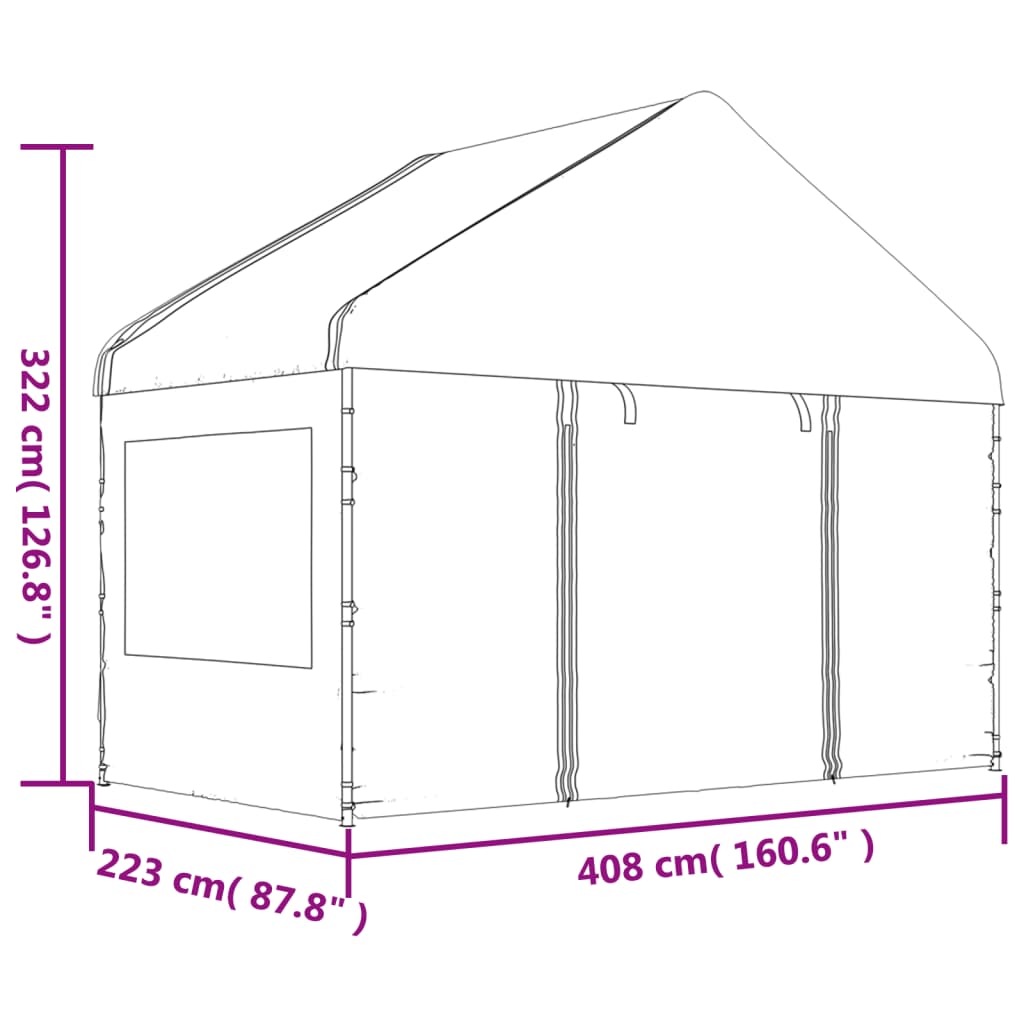 Gazebo con Tetto Bianco 4,46x4,08x3,22 m in Polietilene - homemem39