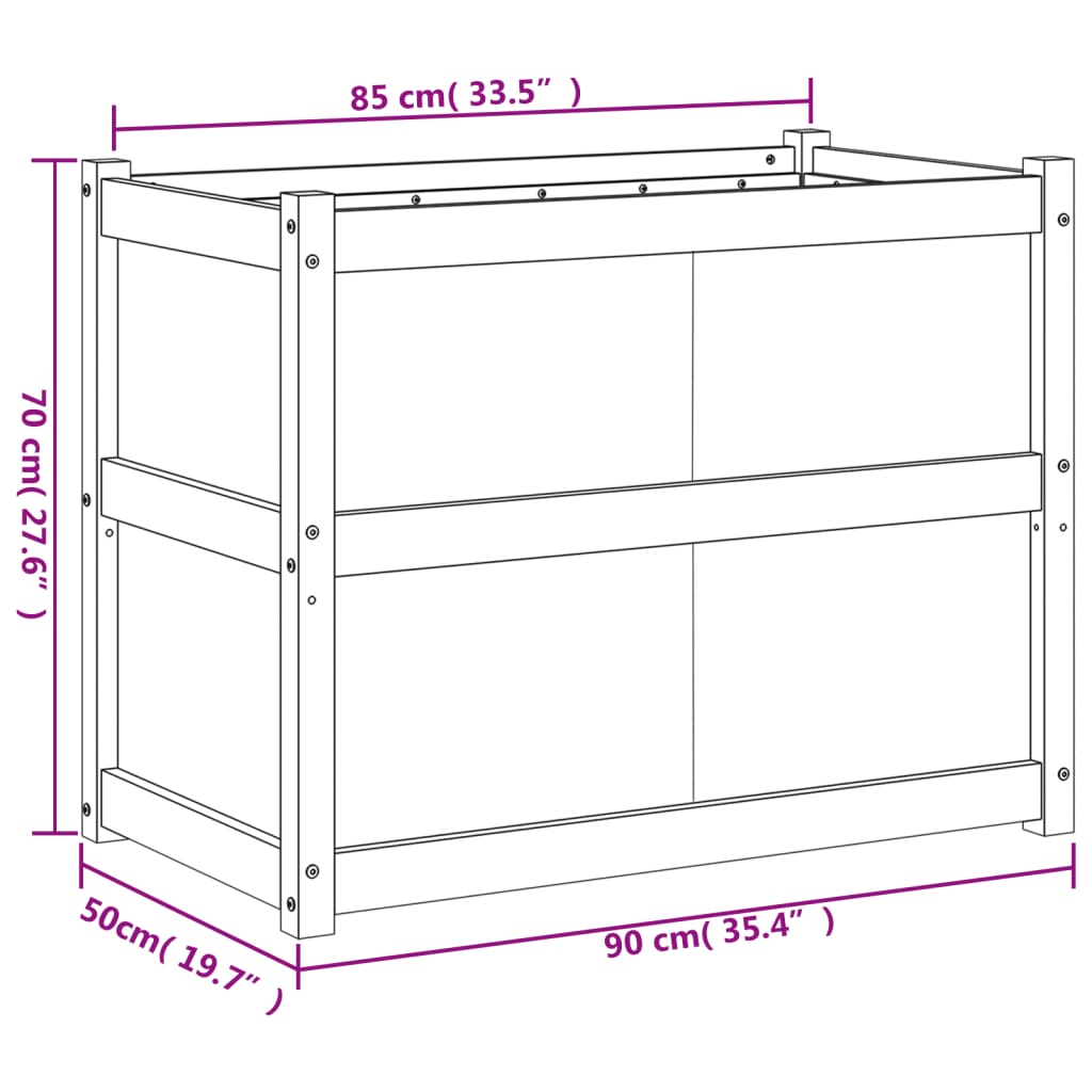 Fioriera da Giardino 90x50x70 cm in Legno Massello di Pino - homemem39
