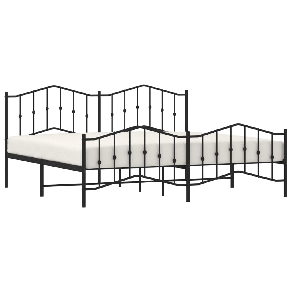 Giroletto con Testiera e Pediera Metallo Nero 200x200 cm - homemem39