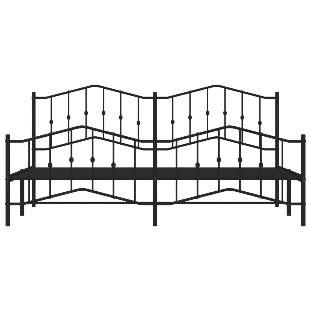 Giroletto con Testiera e Pediera Metallo Nero 200x200 cm - homemem39