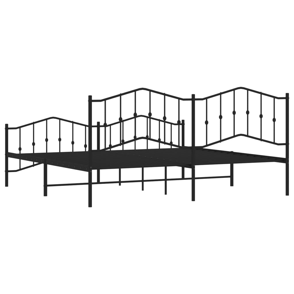 Giroletto con Testiera e Pediera Metallo Nero 200x200 cm - homemem39