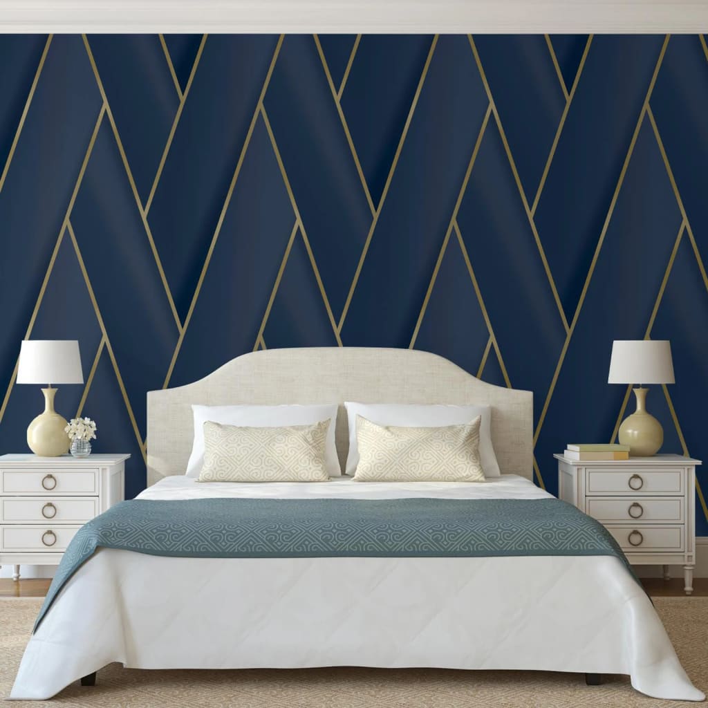 Carta da Parati Geometric Blu e Oro