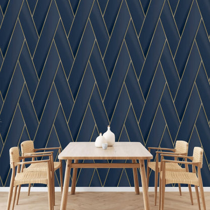 Carta da Parati Geometric Blu e Oro