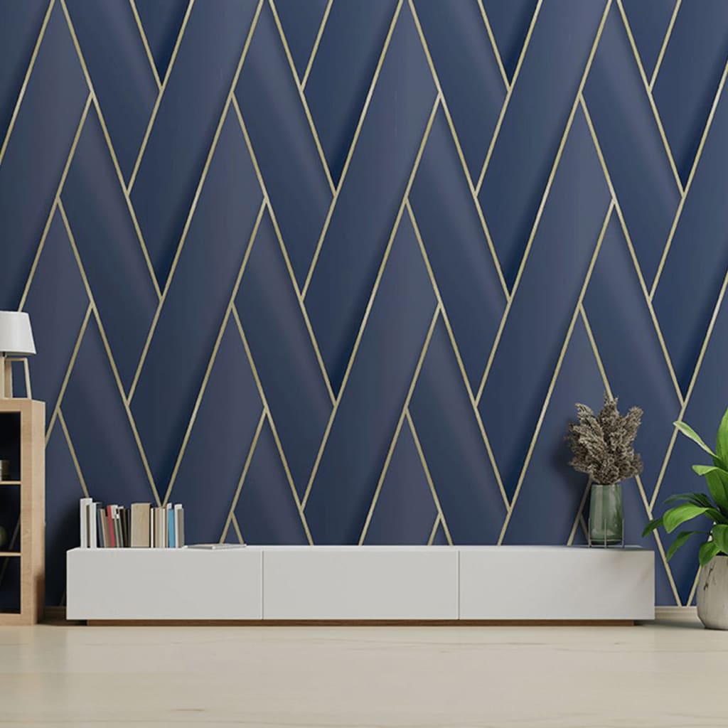 Carta da Parati Geometric Blu e Oro