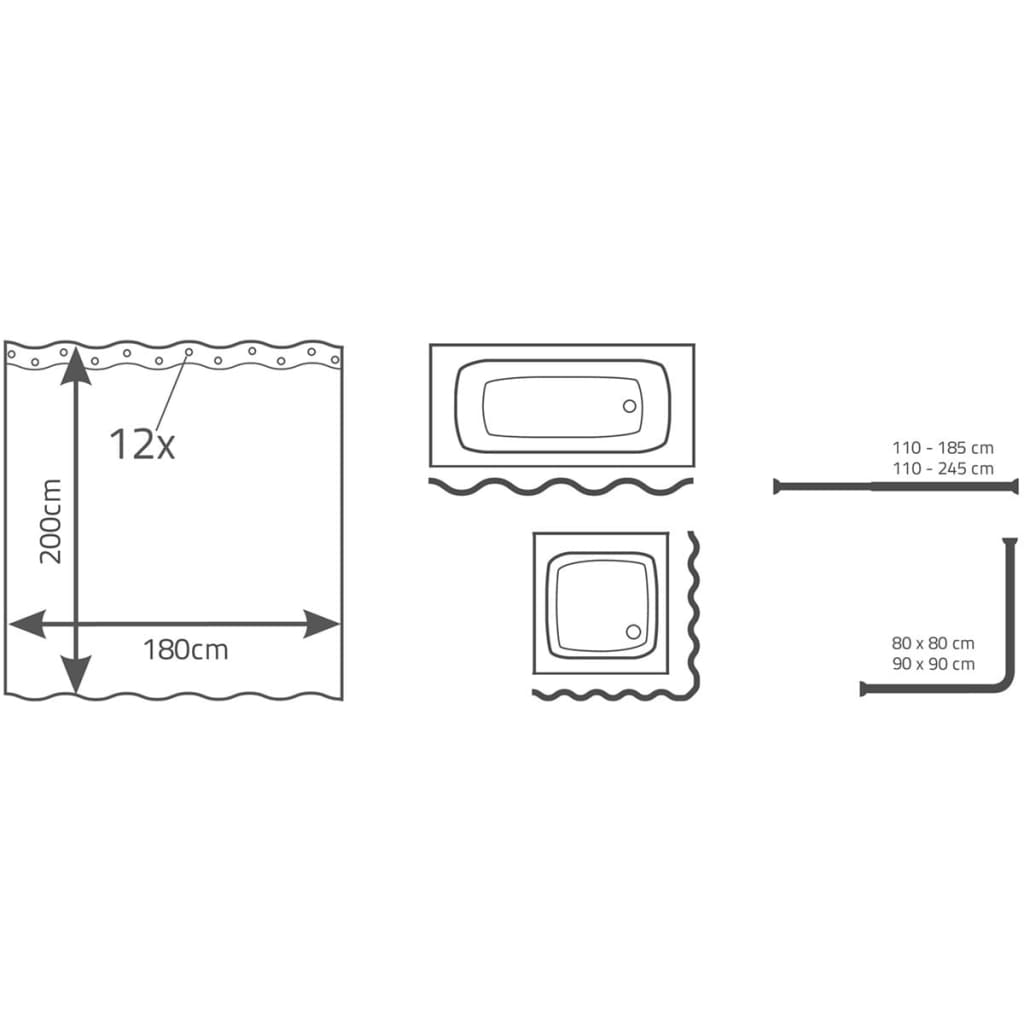 Tenda da Doccia Bambus 180x200 cm