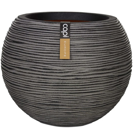 Vaso a Sfera Nature Rib 40x32 cm Antracite KOFZ270