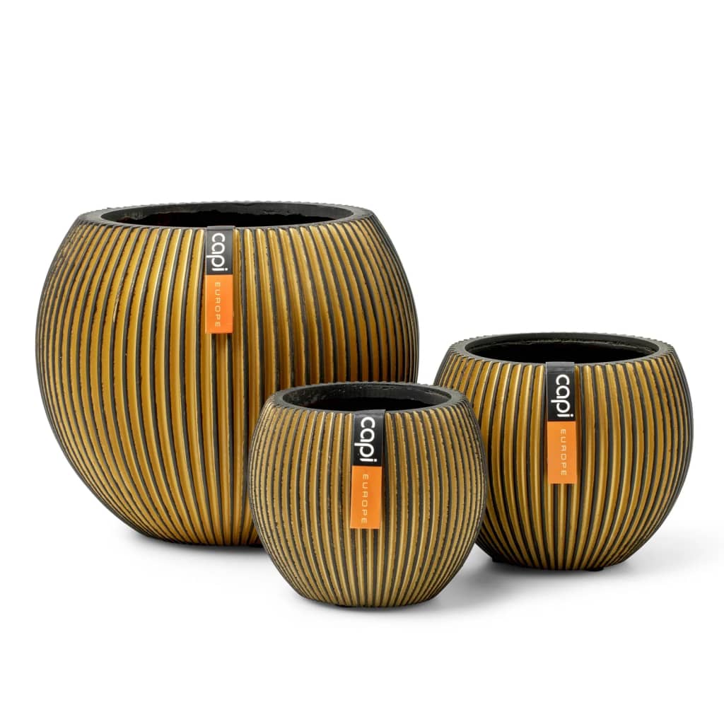 Set di Vasi a Sfera 3 pz Groove Dorato