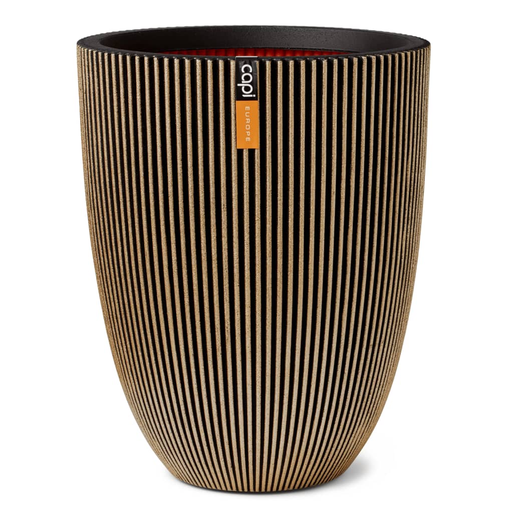 Vaso Elegante Groove 34x46 cm Nero e Oro