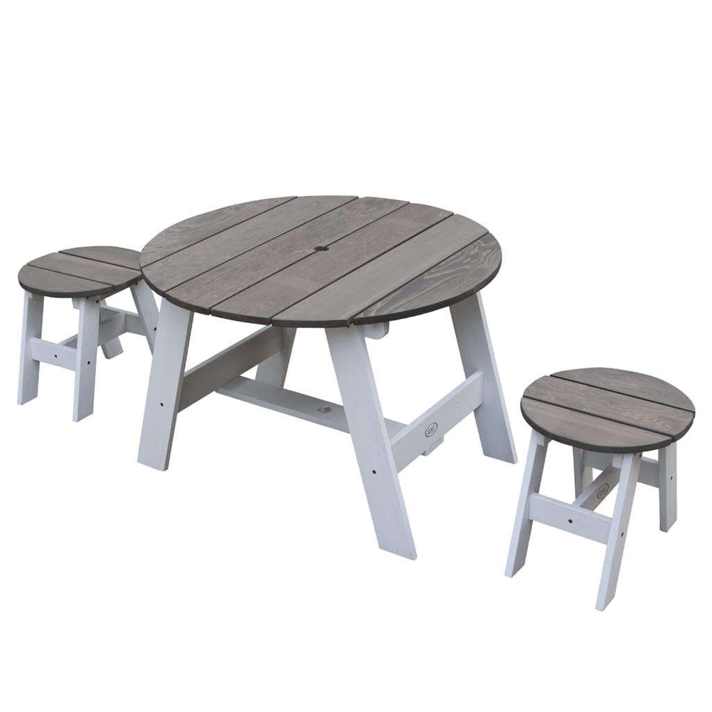 Set Tavolo da Picnic per Bambini 3 pz Grigio e Bianco