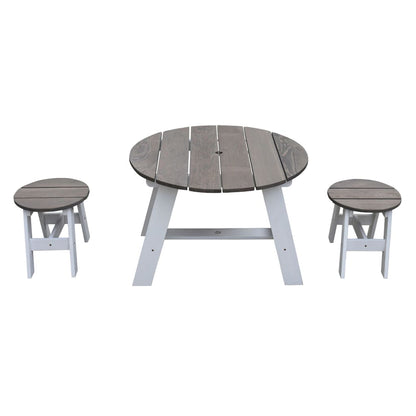 Set Tavolo da Picnic per Bambini 3 pz Grigio e Bianco