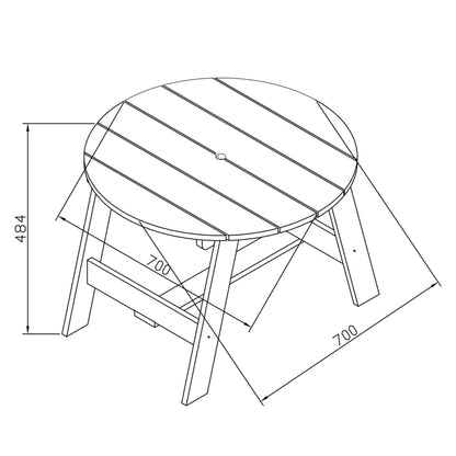 Set Tavolo da Picnic per Bambini 3 pz Grigio e Bianco