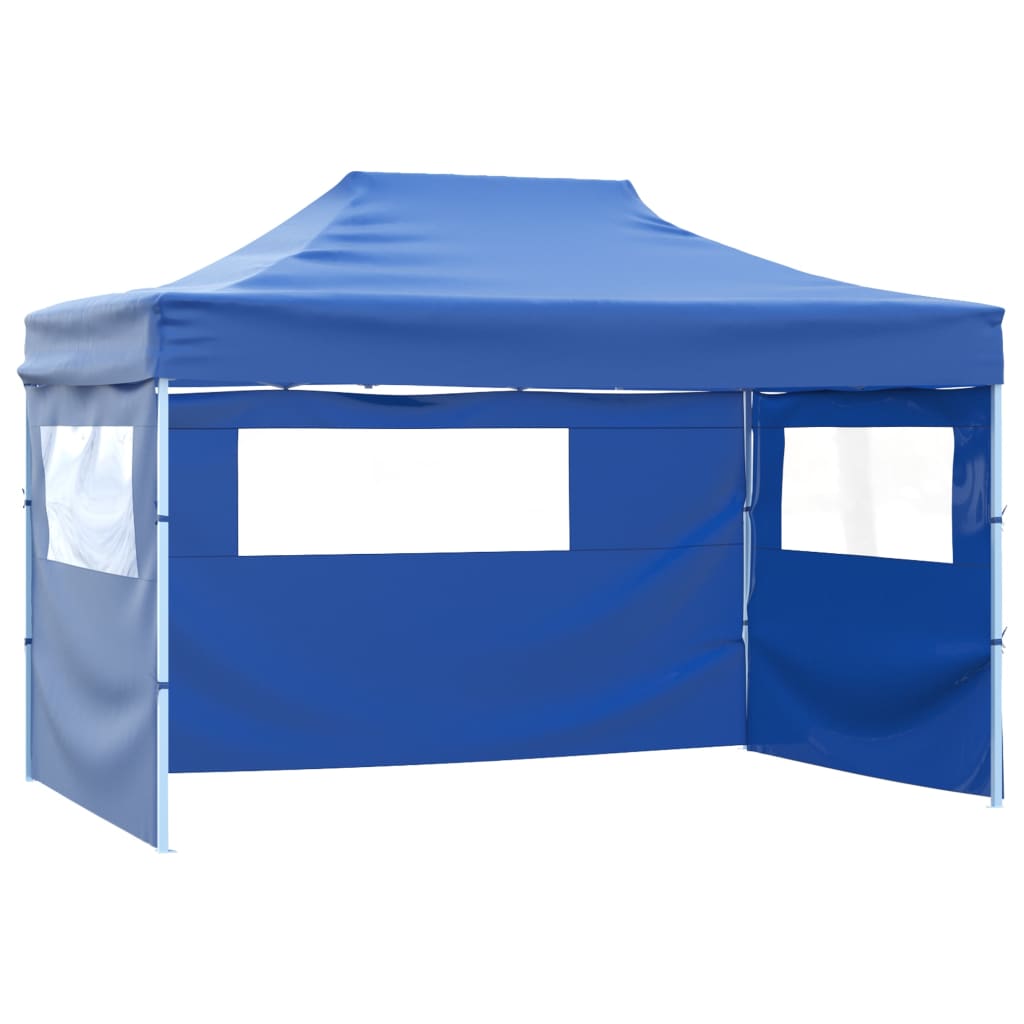 Tenda Pieghevole Pop-Up con 4 Pareti Laterali 3x4,5 m Blu - homemem39