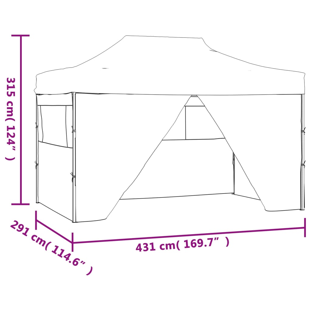 Tenda Pieghevole Pop-Up con 4 Pareti Laterali 3x4,5 m Blu - homemem39