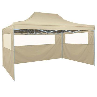 Tenda Pieghevole Pop-Up 4 Pareti Laterali 3x4,5 m Bianco Crema - homemem39