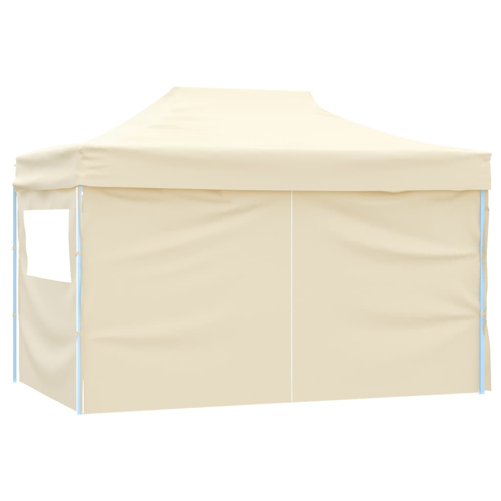 Tenda Pieghevole Pop-Up 4 Pareti Laterali 3x4,5 m Bianco Crema - homemem39