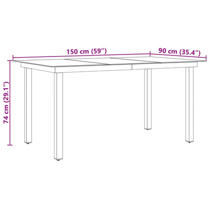 Tavolo da Giardino Nero 190x90x74 cm in Alluminio e Vetro - homemem39