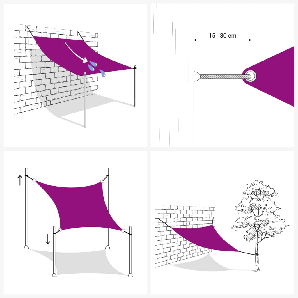 Vela Parasole in HDPE Quadrata 2x2 m Antracite - homemem39