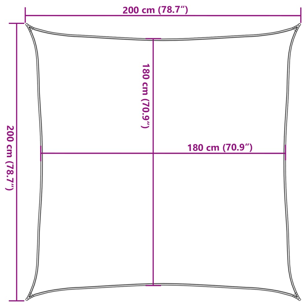 Vela Parasole in HDPE Quadrata 2x2 m Crema - homemem39