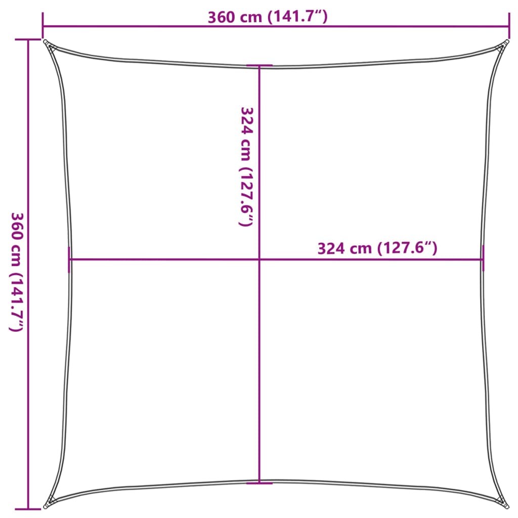 Vela a Parasole HDPE Quadrata 3,6x3,6 m Bianca - homemem39