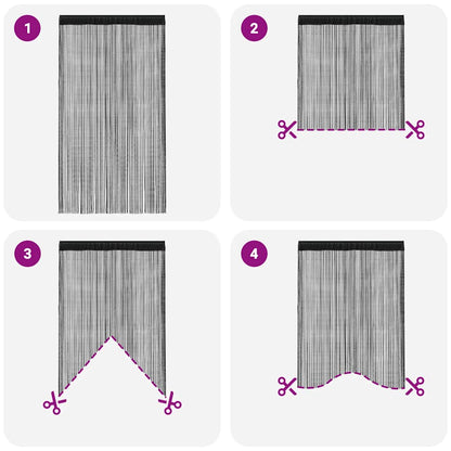 2 Pz Tende a Fili 100x250 cm Nere - homemem39