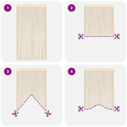 2 Pz Tende a Fili 100x250 cm Crema - homemem39