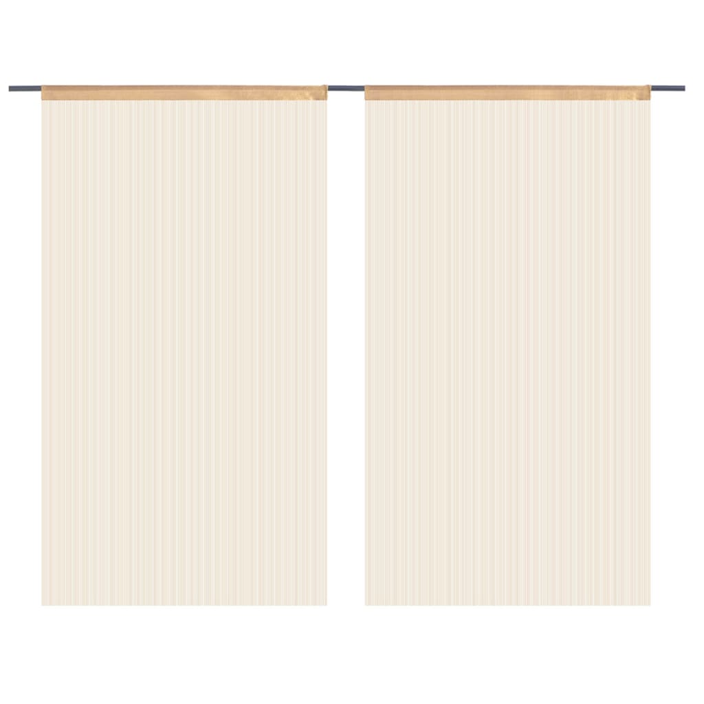 2 Pz Tende a Fili 100x250 cm Beige - homemem39