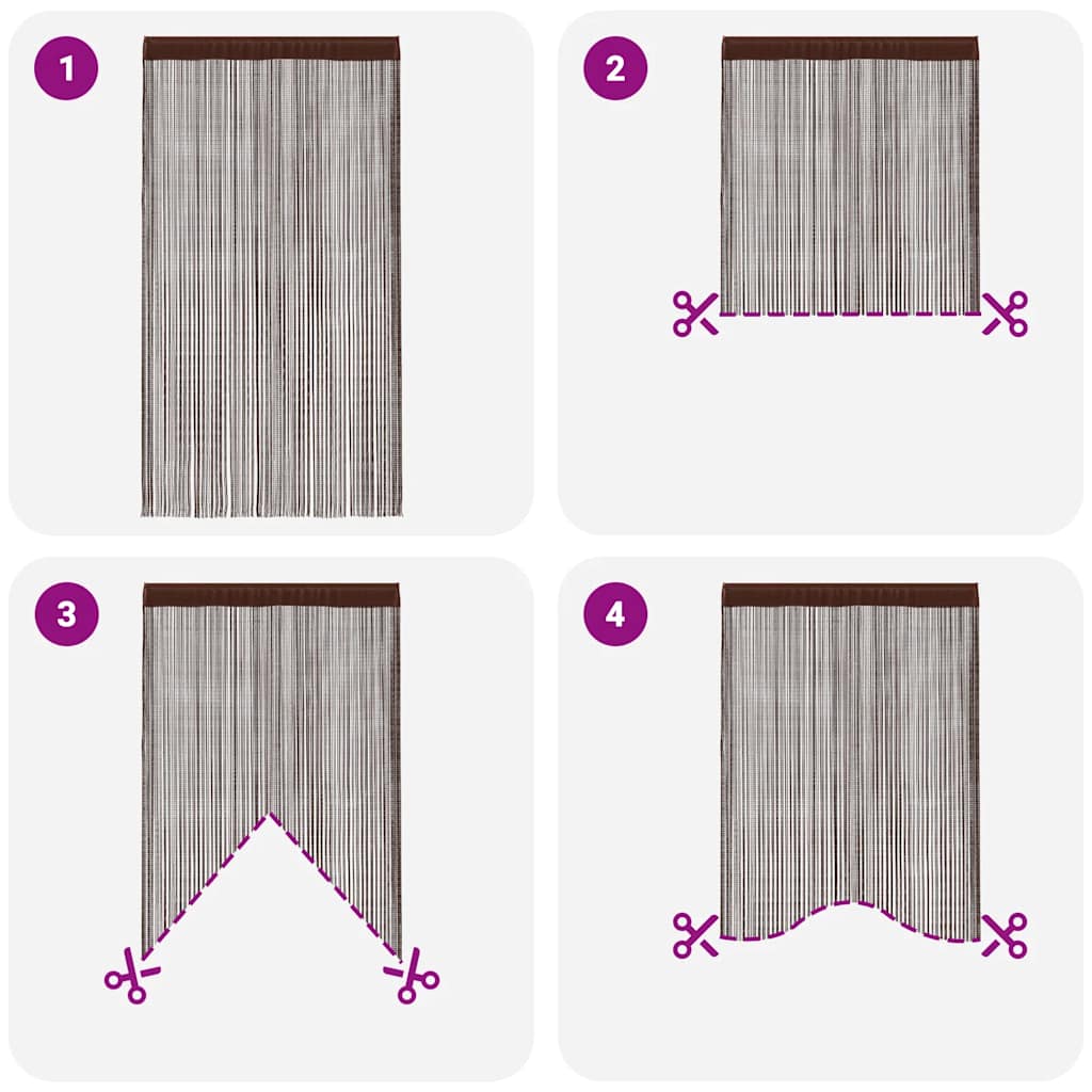 2 Pz Tende a Fili 140x250 cm Marroni - homemem39