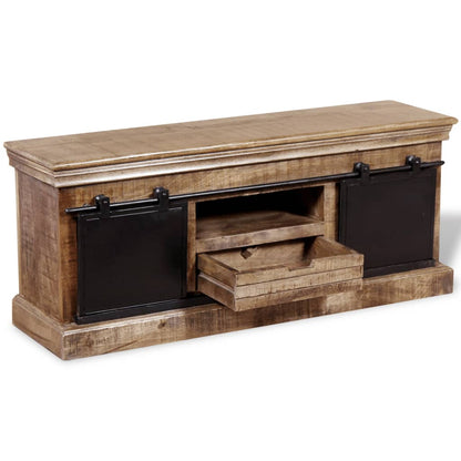 Mobile TV 2 Porte Scorrevoli Legno Massello Mango 110x30x45 cm