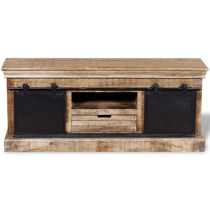 Mobile TV 2 Porte Scorrevoli Legno Massello Mango 110x30x45 cm