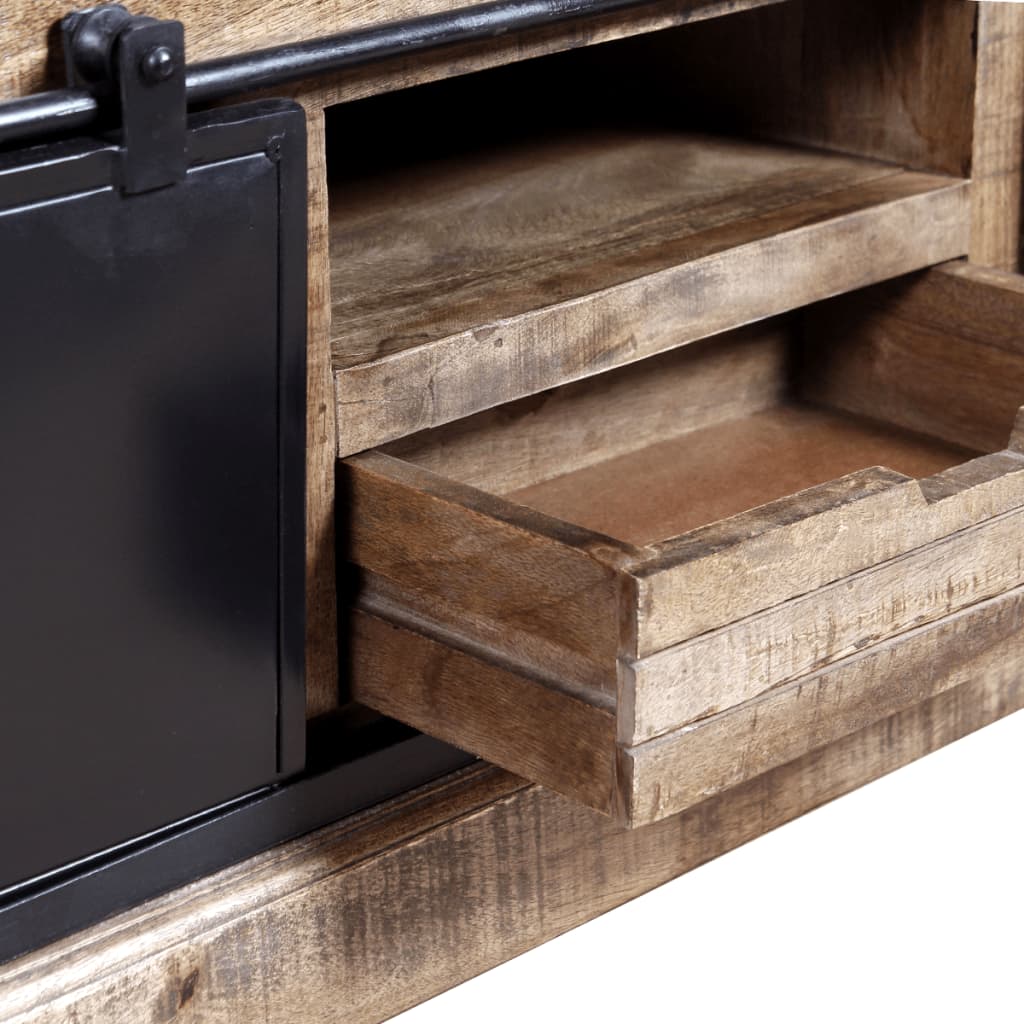 Mobile TV 2 Porte Scorrevoli Legno Massello Mango 110x30x45 cm