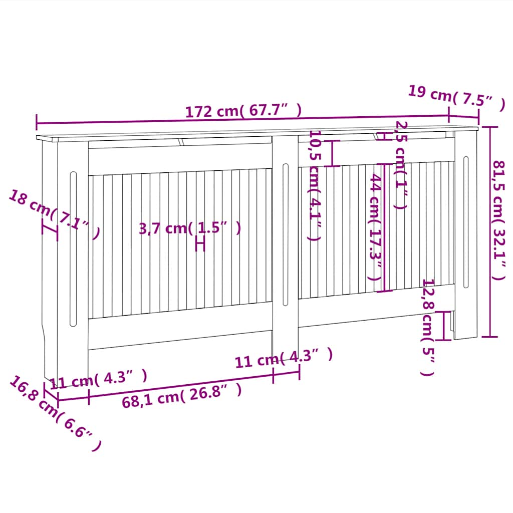 Copertura per Radiatore Bianca MDF 172 cm - homemem39