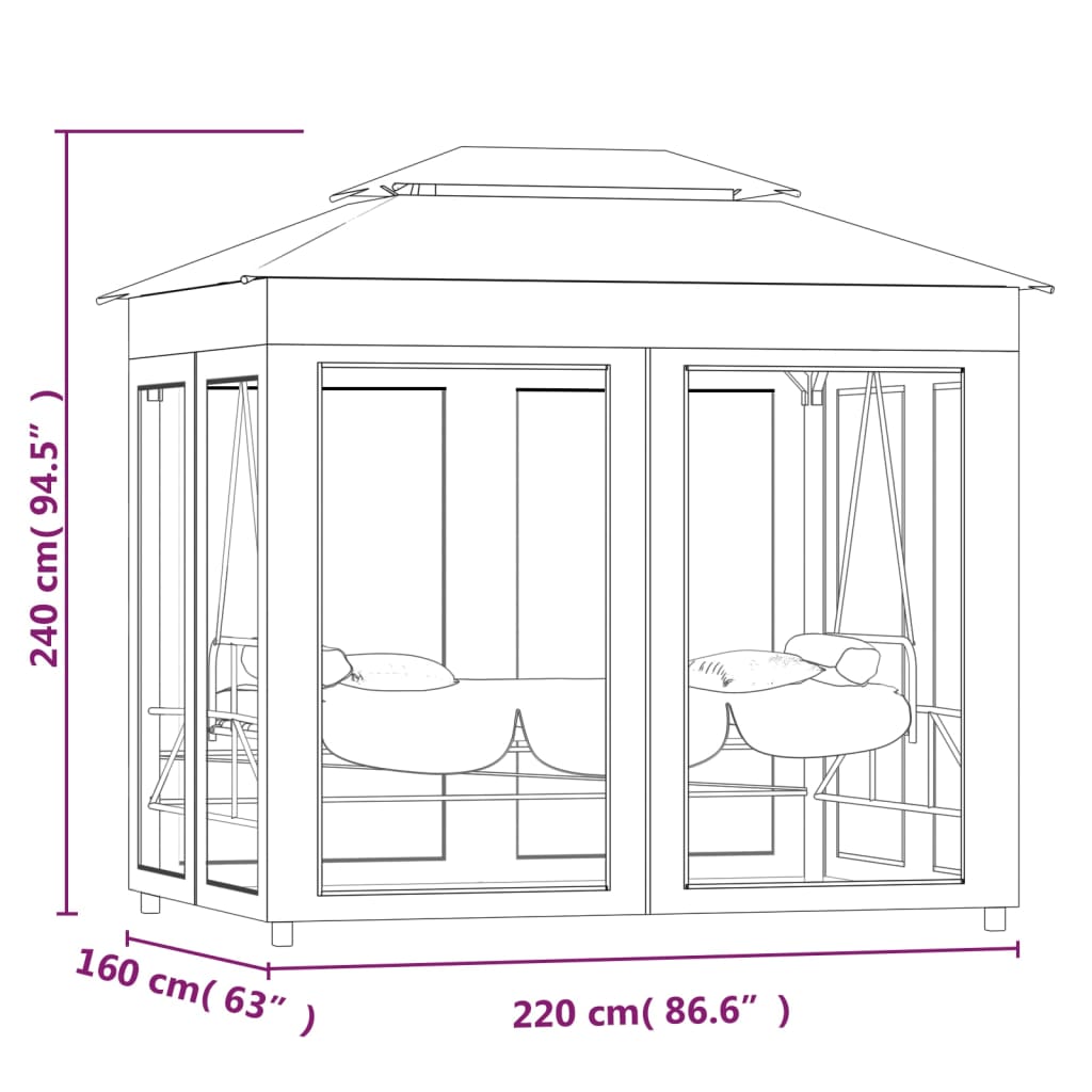 Gazebo Convertibile Panchina a Dondolo Bianco Crema - homemem39